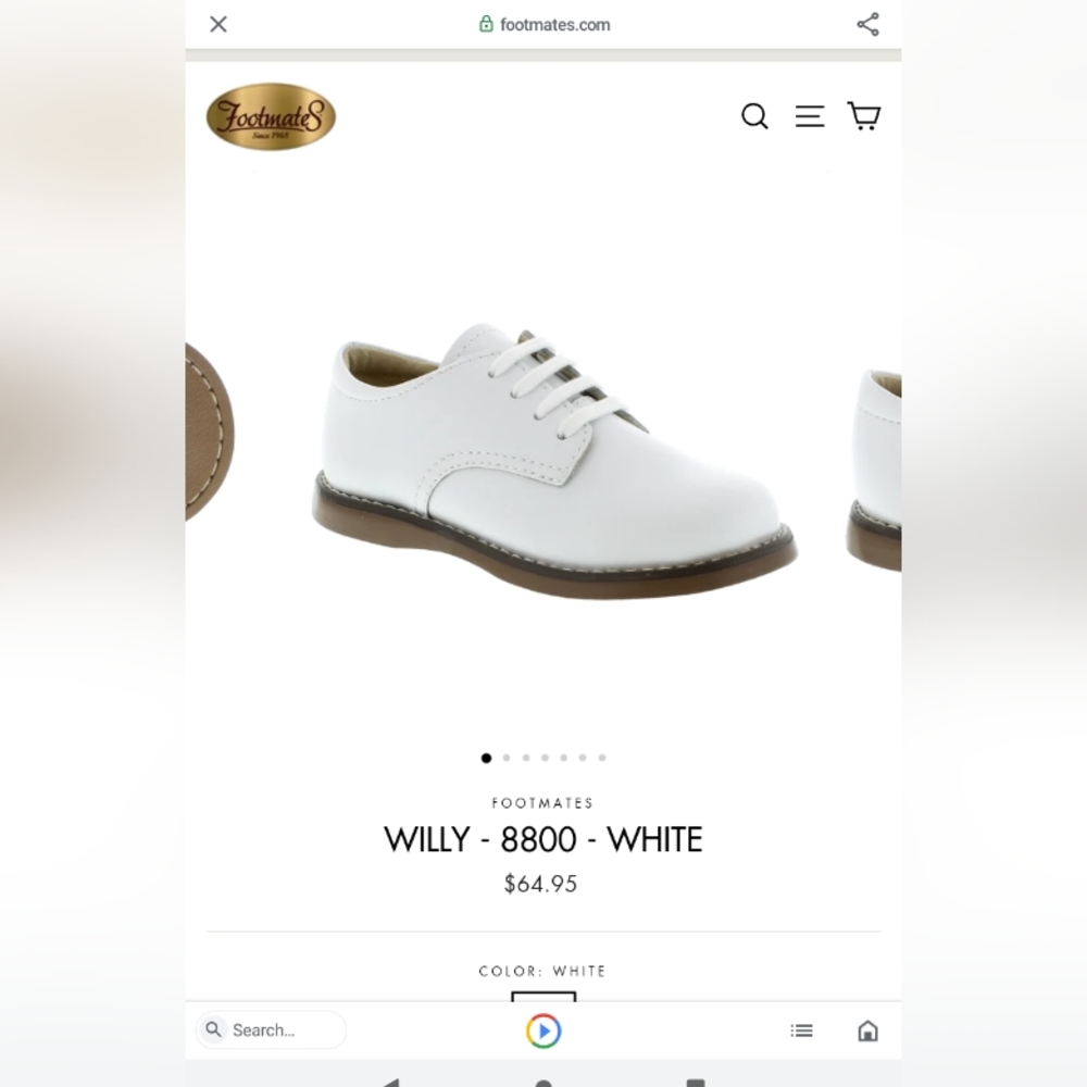 Footmates boys size 1 white dress shoe.